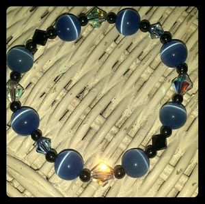 Gemstone , swarovski crystal, Glass pearl Bracelet